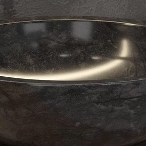 Lavabo bagno design da appoggio in marmo nero 40cm | Litos-EN40 - KAMALU