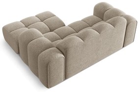 Divano angolare marrone chiaro (con penisola a destra/con chaise lounge) con rivestimento in ciniglia Treno – Cosmopolitan Design