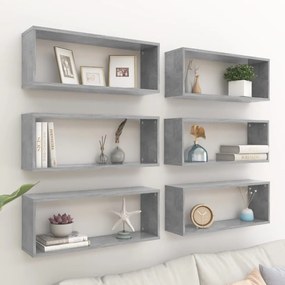 Mensole Parete A Cubo 6pz Grigio Cemento 60x15x23cm Multistrato /