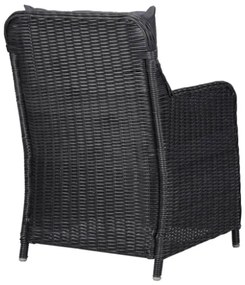 Sedie da Giardino 2 pz con Tavolino da Tè in Polyrattan Nero