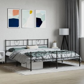 Giroletto Con Testiera E Pediera Metallo Nero 200x200 Cm /