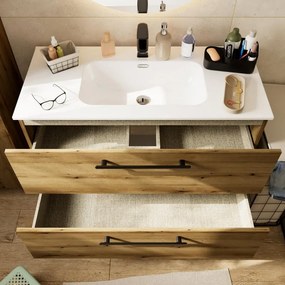Base sospesa Remix di Sensea 2 cassetti, L100X P45 X H57.7 cm rovere rustico