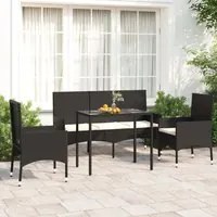 Set Divani da Giardino 4 pz con Cuscini Nero in Polyrattancod mxl 71442