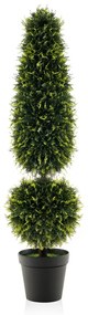 Costway Albero artificiale di bosso da 120cm, Piante finte con viti naturali foglie in PE vaso riempito di cemento Verde