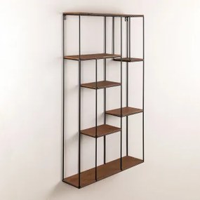 Scaffale da parete in legno e acciaio Anslo Marrone Legno Scuro - Sklum