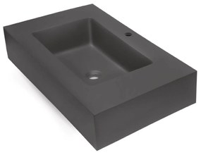 Lavabo Sospeso 80x46 Cm Lullaby "Giada" Effetto Liscio Antracite Opaco