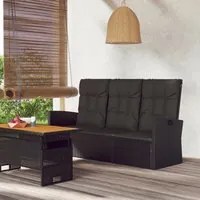 Panca da Giardino Reclinabile con Cuscini 173cm Polyrattan Nero 362183