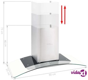 vidaXL Cappa Aspirante a Muro 90 cm Acciaio Inossidabile 756 m³/h LED