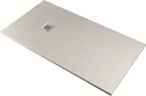 Piatto doccia in mineralmarmo 70x120 cm grigio chiaro effetto pietra con griglia e piletta sifonata