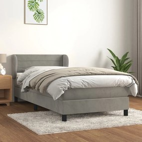 Giroletto A Molle Con Materasso Grigio Scuro 90x200 Cm Velluto /