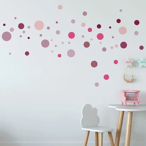 Set di 100 adesivi murali rosa Adesivi rotondi - Ambiance