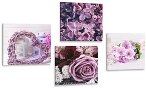 Set di quadri – Natura morta di lavanda con fiori