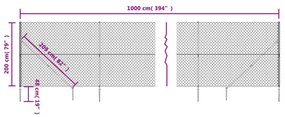 Recinzione a Rete con Picchetti Ancoraggio Argento 2x10 m