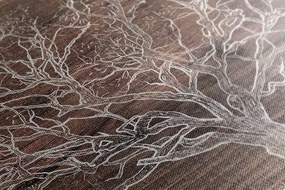 Stampa su tela – Corona dell'albero su sfondo di legno