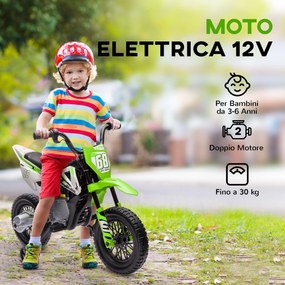 Moto Elettrica per Bambini con Rotelle e Indicatore di Carica Verde...