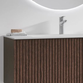 Mobile bagno sospeso 100cm effetto cannettato con lavabo incasso KDS-100L - KAMALU