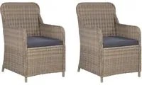 Sedie da Esterno con Cuscini 2 pz in Polyrattan Marrone 44147