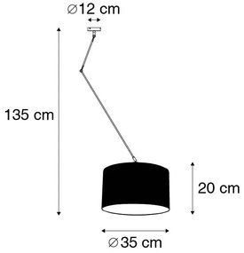 Lampada a sospensione in acciaio con paralume 35 cm bianco regolabile - Blitz