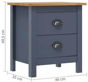 Comodino hill grigio 46x35x49,5 cm legno massello di pino