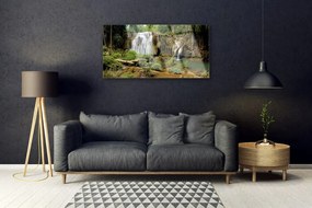 Quadro acrilico Cascata del fiume della foresta naturale 100x50 cm