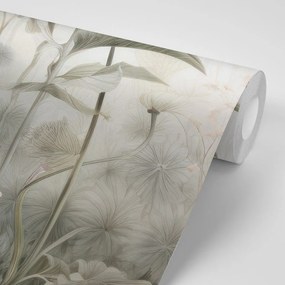 Carta da parati – Fiori avvolti dalla natura con contrasto beige