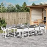 Set da Pranzo da Giardino 15 pz con Cuscini Bianco in Textilene 3295096