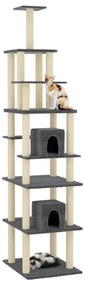 Albero per gatti con tiragraffi in sisal grigio scuro 216 cm