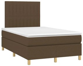 Letto a molle materasso e led marronescuro 120x190cm in tessuto