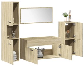 Set Mobili Da Bagno 4 Pz Rovere Sonoma İn Legno Multistrato /