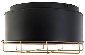 Plafoniera industriale nera con oro 35 cm - Barril