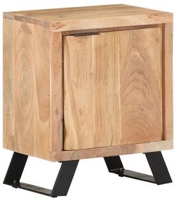 Comodino 40x30x50 Cm İn Legno Massello Di Acacia Con Bordi Vivi /