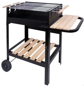 Barbecue a Carboni con Ruote Aktive Nero 100,5 x 88,5 x 40 cm