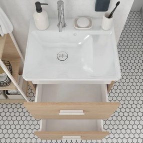 Lavabo a incasso rettangolare vasca centrale Easy L 51.4 x H 6 x P 42.4 cm in ceramica bianco lucido