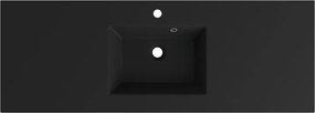 Lavabo a incasso rettangolare vasca centrale Neo L 136 x H 11.2 x P 48.5 cm in composito minerale di resina gelificata nero opaco