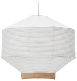 Kave Home - Paralume per lampada da soffitto Hila in carta bianca e impiallacciatura naturale Ã˜ 80 cm