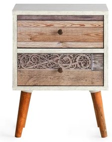 Comodino MALMO 55x40 cm bianco/marrone