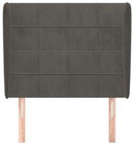 Testiera ad orecchio grigioscuro 103x23x118/128cm in velluto