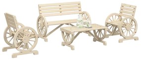 Set salotto da giardino 4 pz in legno massello di abete