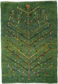 Gabbeh Tappeto persiano 90 x 60 Verde (Iran) Annodato A Mano
