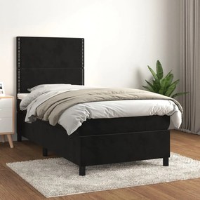 Giroletto A Molle Con Materasso Nero 100x200 Cm İn Velluto /