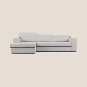Vegas divano angolare con poggiatesta reclinabili in microfibra impermeabile T11 grigio chiaro