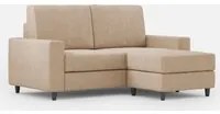 Divano 2 Posti con Pouf 148x155x85 cm Sakar in Tessuto Beige