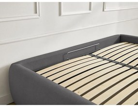 Letto matrimoniale imbottito grigio scuro con contenitore/senza testiera con rete inclusa 180x200 cm Inera – Bobochic Paris