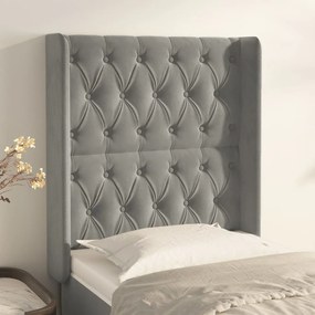 Testiera Ad Orecchio Grigio Chiaro 83x16x118/128 Cm İn Velluto /