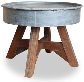 Tavolino da caffè in legno massello recuperato 60x45 cm argento