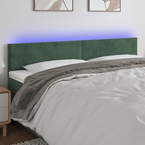 Testiera A Led Verde Scuro 160x5x78/88 Cm İn Velluto /