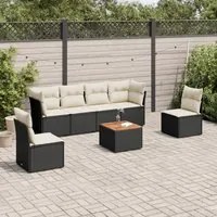 Set Divani da Giardino con Cuscini 7pz Nero Polyrattan 3255881