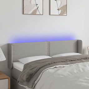 Testiera Grigio Chiaro A Led 147x16x78/88 Cm İn Tessuto /