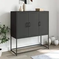 Credenza Nera 100,5x39x107 cm in Acciaio 846536