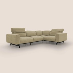Sakura divano in piuma d'oca angolare REVERSIBILE in morbido tessuto fiammato impermeabile T14 beige